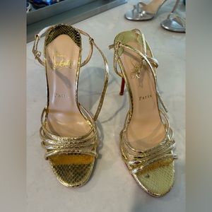 Christian Louboutin gold strappy heels